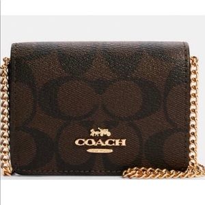 Coach Mini Wallet On A Chain Signature Canvas